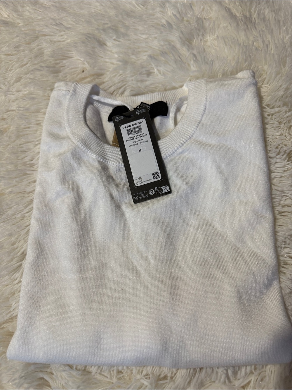 Vero Moda Men's White Crewneck Pullover
